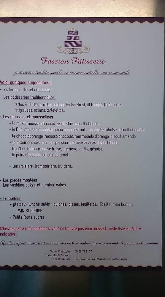 Passion Pâtisserie - Menu Image 1